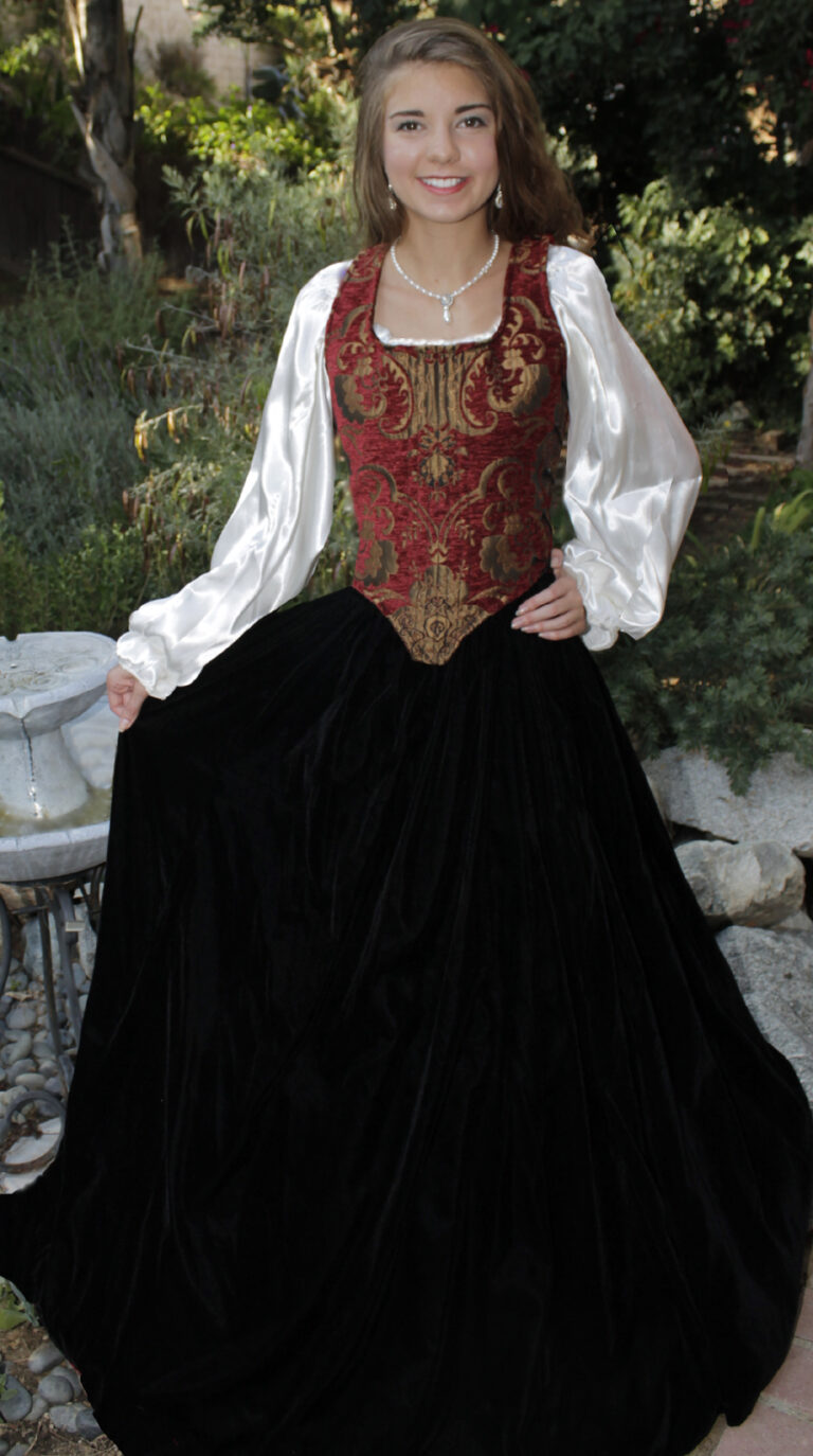 3PC Renaissance Brocade Bodice, Velvet Skirt, Chemise #1 | Majestic Velvets